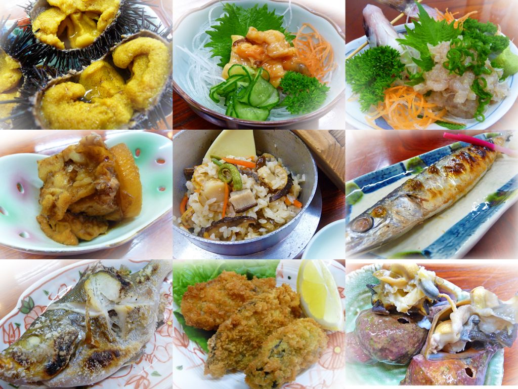 気仙沼の磯料理の宿 民宿崎野屋の夕食膳